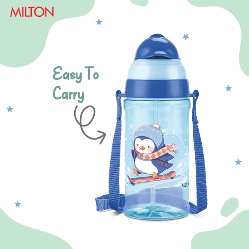 Image of MILTON Smilo 650 Sipper PET Water Bottle for School Kids | Food Grade & BPA Free | Leak Proof & Durable | Easy to Carry Loop | Ideal for Home, School & Office Use, 600 ml, Light Blue