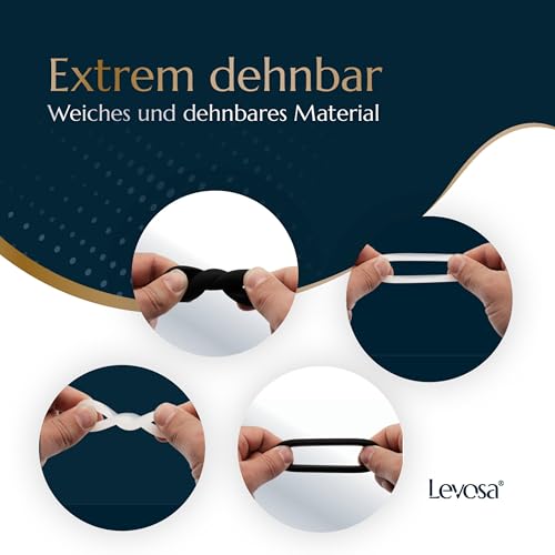 Levosa® Penisring Set für härtere Erektionen und mehr Ausdauer - 6 dehnbare Penis- und Hodenringe für Männer - Sex Spielzeug für Paare - Marke aus Hamburg
