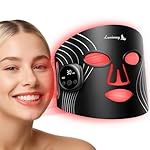 Red Light Therapy Mask for Face, Wireless LED Face Mask, Rechargeable and Adjustable Timer Design with Digital Display for Home Skincare, Dark Black