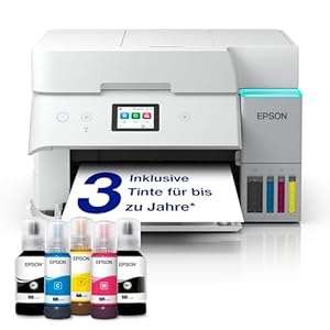 Epson EcoTank ET-4956 Tintentankdrucker | fürs Das Home Office | WLAN & Ethernet | A4 | (Duplex-) Druck, Scannen, Kopieren, Faxen | 6.1 cm Touchscreen | ADF | inkl. Tinte für bis zu 3 Jahre