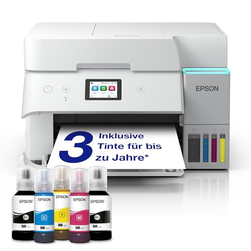 Epson EcoTank ET-4956 Tintentankdrucker | fürs Das Home Office | WLAN & Ethernet | A4 | (Duplex-) Druck, Scannen, Kopieren, Faxen | 6.1 cm Touchscreen | ADF | inkl. Tinte für bis zu 3 Jahre