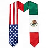 Sasylvia Mexican Kids Graduation Stole Sash Country Flag Grad Stole for Kindergarten Students(Usa Flag and Mexican,47 Inches)