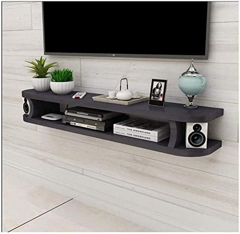GBZLFH Floating shelves floating shelves wall-mounted TV cabinet wall background storage shelves open shelves with drawers,Black-100 * 20 * 20CM