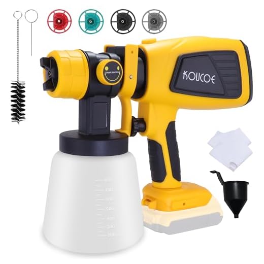 Paint Sprayer, Cordless Paint Sprayer HVLP Spray Gun for Dewalt 20V Battery, Spray Paint Gun with Brushless Motor, 4 Copper Nozzles for House Painting Home Interior and Exterior