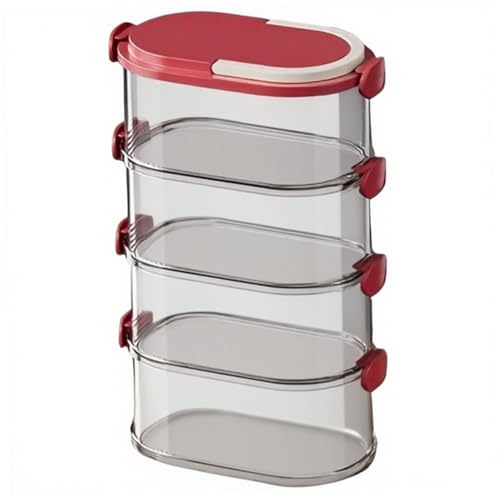 DAGLLGEW 4 pièces conteneurs à épices, boîte à épices empilable, organisateur alimentaire scellé multicouche pour assaisonnement, céréales, grains de café (rouge) boîte conteneurs voyage