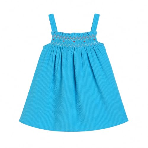 Image of miniklub Girls Round Neck Short Sleeve Knitted Cotton Top (Blue Color)