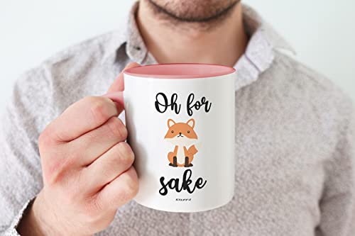 Stuff4 Oh for Fox Sake Mug 11oz Ceramic Dishwasher Safe Premium Pink Handle Mugs Fox Gifts - Image 4
