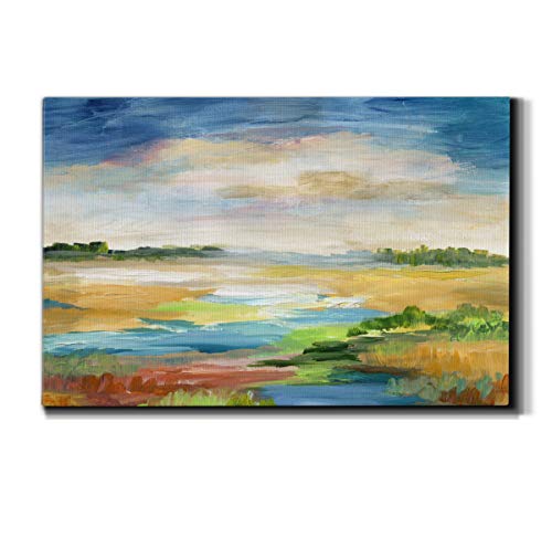 WEXFORD HOME Landscape Wall Art Premium Gallery Wrapped Canvas Abstract Ocean Forest Modern Artwork Decoration for Living Room Kitchen Bathroom Office, Ready to Hang
