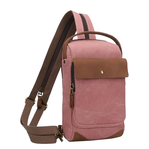 Shiheng KL928 Canvas Sling Bag for Men Women, Casual Crossbody Backpack Travel Shoulder Daypacks Rucksack