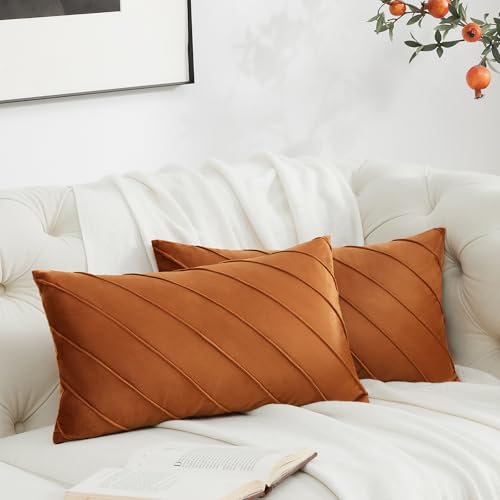 GIGIZAZA Burnt Orange Stripe Throw Pillow Covers 20x12 Set of 2