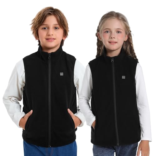 Image of Kids Heated Fleece Vest with 9 Heating Zones, Youth Electric Heating Vest for Girls Boys (Battery Not Included)