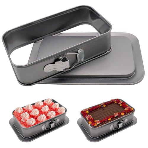 JJYHEHOT Rectangular Springform Pan, Rectangle Cake Pan with Removable Bottom,
