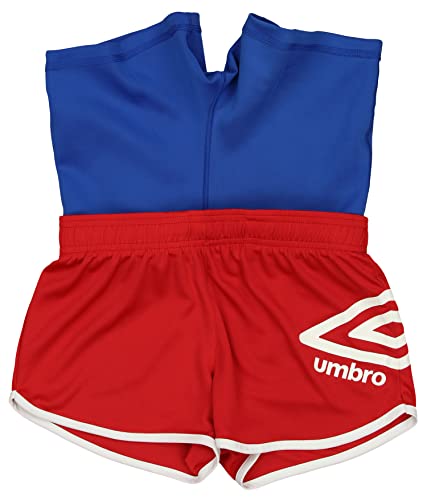 Umbro Girl's Youth (4-14) 2 in 1 Mesh Knit Soccer Training Shorts, Vermillion/TW Royal3
