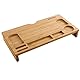 SONGMICS Monitorständer aus Bambus, PC-Ständer, Bildschirmerhöhung, für Computer, Laptop, Schreibtisch-Organizer, 60 x 30,2 x 8,5 cm, Natur LLD201, 60 x 8,5 x 30,2