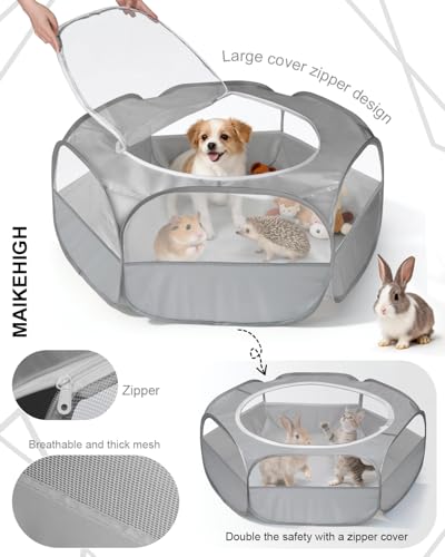 MAIKEHIGH Laufstall für Kleintiere, Pop-up-Hamsterlaufstall mit Abdeckung, faltbares offenes Käfigzelt, Übungszaun für Meerschweinchen, Kaninchen, Chinchillas, Igel