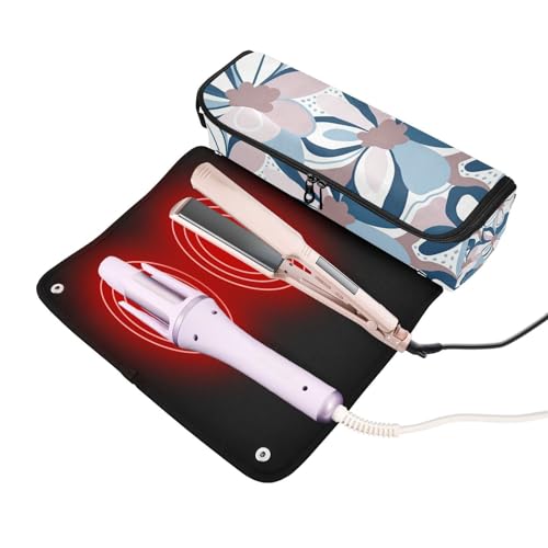 Bolsa de viaje para herramientas de cabello con tapete resistente al calor, organizador impermeable para planchas, rizadores y secadores miniatura 2