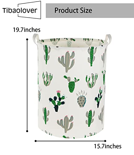 Image of Laundry Basket Kids laundry hamper Cactus Hamper Toy Storage Bin Organizer for Boys and Girls Cactus Room Decor(Green and Gray)