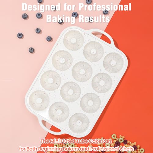 SJ Silicone Mini Fluted Tube Pan with Metal Reinforced Frame, Non-Stick (2PCS), moldes de silicona para gelatina, Small Cake Baking Pan for para chocoflan, Donuts, Cornbread, Brownies, Jellies by SJ - Image 2