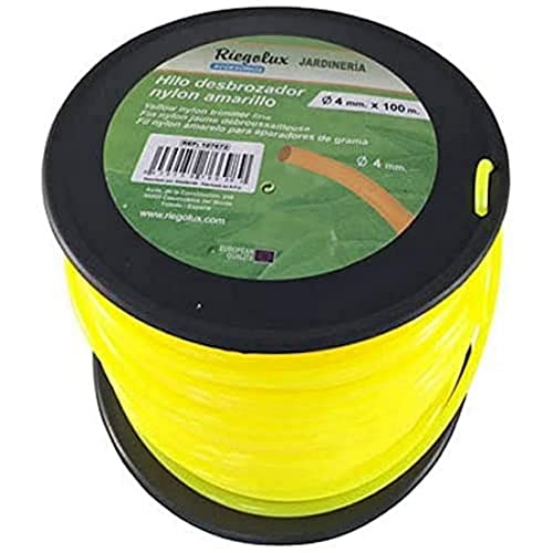 Riegolux 107674 Fil de débroussailleuse en Nylon Rond, Jaune, 3,3 mm x 100 m