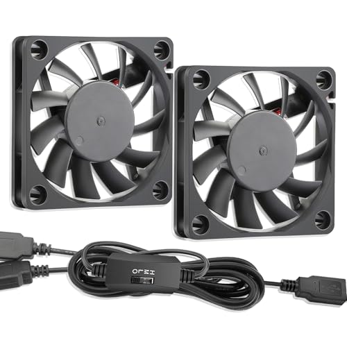 GDSTIME 2PCS 6010 Fan 60x60x10 mm DC 5V 60mm USB Fan 3500 RPM 14.3 CFM USB Computer Cooling Fans for PC Xbox Game Console Inverter Transceiver Projector RV DVR Router