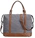 Women Ladies Canvas Weekender Bag Overnight Carry-on Tote Duffel in Trolley Handle (Grey)