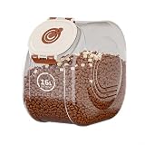 EffiFish Luftdichte Getreide-Aufbewahrungsbox mit Timer, großer Kapazität, Reisbehälter mit Messbecher, transparent, versiegelter Küchen-Organizer für Müsli, Braun (kleine Kaffee)