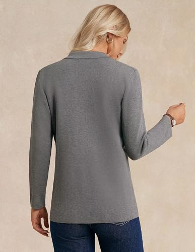 GRACE KARIN Women Blazer Business Casual Sweater Blazer Dressy Knit Suit Jacket Women Clothing Teacher Must Haves Gray — view 4
