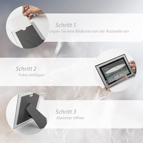 AZKEEGREY 3er-Set Glas Bilderrahmen 15x20, Silber Glitter Fotorahmen, Photo Frame Rahmen für Baby, Familienfotos, Hochzeitsfotos