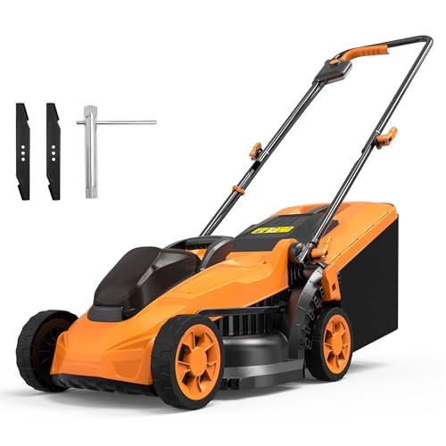 20V Cordless Lawn Mower (No Battery) Compatible with Dewalt 20V Max Battery, 14' Electric Lawn Mower with 5 Heights Adjustment, Brushless Electric Mower for Garden, Yard