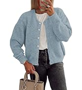 トップス crew neck cardigan XUNZRLN Women's Crew Neck Cardigan Button Down Long Sleeve
