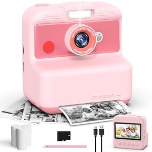 CAMCLID Sofortbildkamera Kinder 48MP/2,5K UHD Rosa