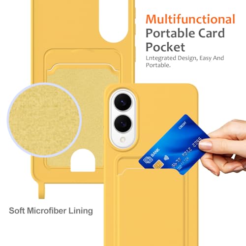 Coque Samsung A26 jaune anti-chute avec étui portefeuille dos rigide