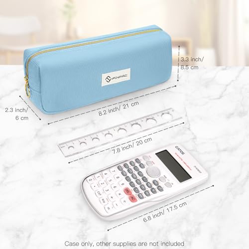Image of FINPAC Pencil Case, Corduroy Aesthetic Makeup Bag, Cute Kawaii Pen Bag Pouch Holder Box Organize for Study, Office, or Travel (Ocean Blue)