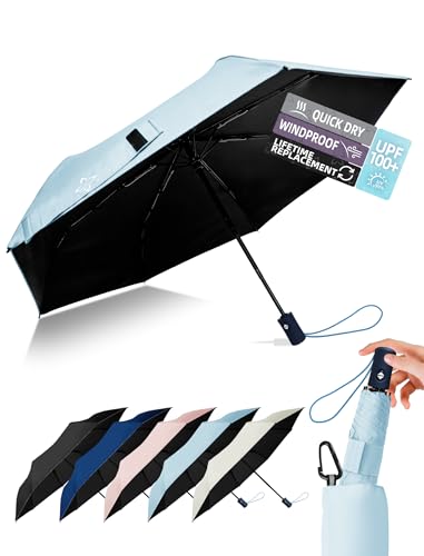 LILAC Windproof Travel Umbrella for Rain - 43" Compact Folding Umbrella, Reinforced Strong Frame, Lightweight Portable Parasol with UPF 100+ UV Sun Protection, Cruise Ship Essentials