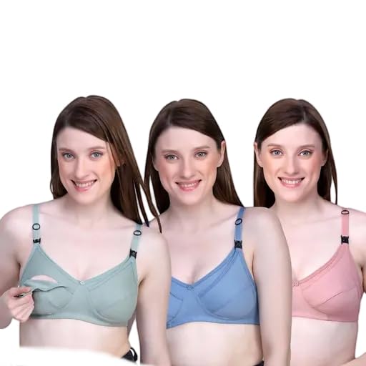 Maternity Nursing Bra Cotton for Women Soft Comfortable Feeding Bra with Easy Clip Down Cups-image-48