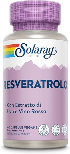 Solaray - Resveratrolo Complesso - 60 Capsule Vegane - Integratore di Poligono Giapponese con Buccia e Semi d'Uva ed Estratti di Vino Rosso - Testato in Laboratorio