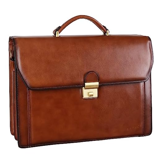 Banuce Vintage Leather Mens Briefcase Lawyer Business Bags Lock Attache Case Tote Handbags Shoulder Messenger 14 Inch Laptop Bag Brown