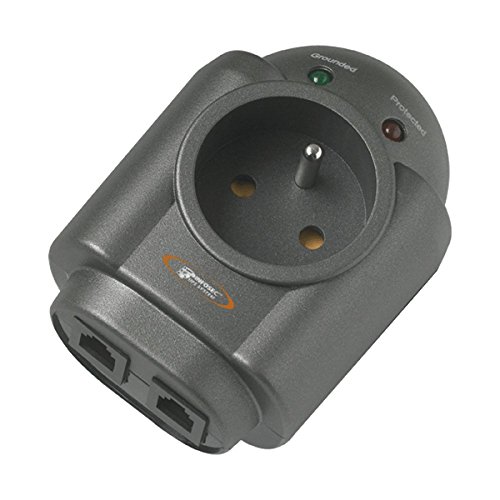 Infosec Parasurtenseur 1 Prise FR + 2 RJ45 - Garantie 2 Ans -