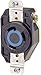 Leviton 2620 30 Amp, 250 Volt, Flush Mounting Locking Receptacle, Industrial Grade, Grounding, V-0-MAX, pack of 1, Black