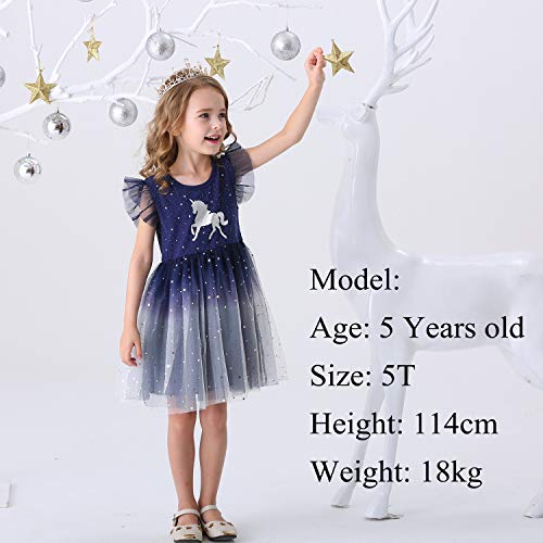 Image of DXTON Toddler Girls Summer Dresses Short Sleeve Tutu Dress for 2-8 Years Girls
