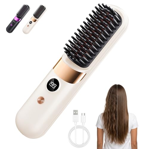 Cordless Heated Hair Brush for Short Hair with 4 Temperature Levels