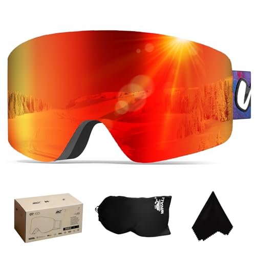 Whale Professional Ski Goggles Unisex Adult Snow Goggles Interchangeable Magnetic Replacement Lenses&Anti-Fog, Anti-UV400