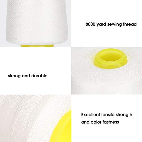 Hilo para máquina de coser 8000 yardas poliéster blanco miniatura 4