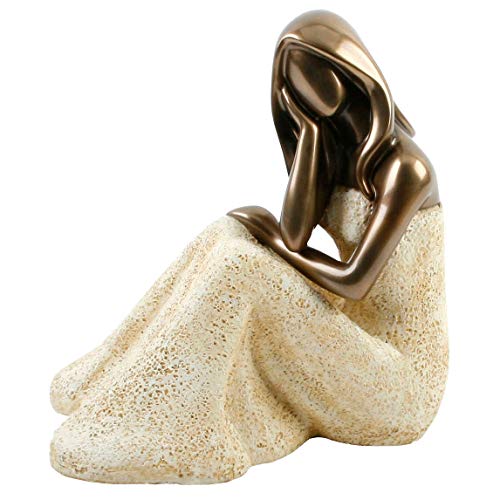 Bronze & Cream Woman Lady Daydreamer Figurine Ornament 20cm