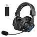 Produktbild 2.4G Wireless Gaming Headset, kabellos Headset Stereo-Surround-Sound Over-Ear-Gaming-Kopfhörer mit Mikrofon, Rauschunterdrückung, RGB und Lautstärkeregler für PC/MAC/PS4/PS5/Laptop, V07W (Grau)
