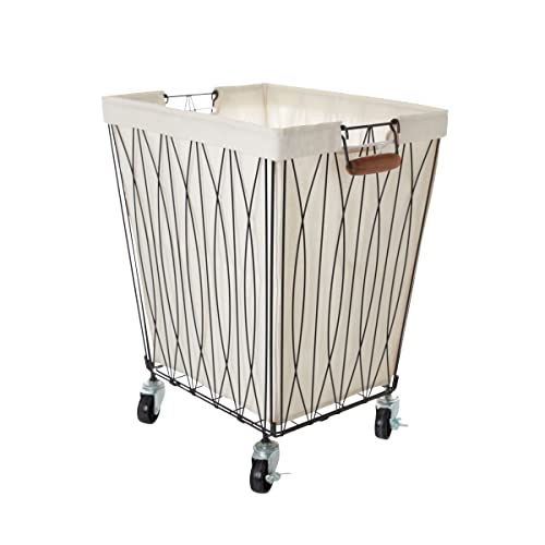 Artesa Verona Rolling Laundry Hamper Cart With Removable Canvas Bag, White And Black #TOP7