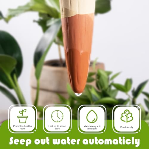 EVER FLORE Terracotta SelfWatering Spike Classic Mushroom Shape Unattended Ceramic Automatic Plant Potted Watering Stakes,Automatic Holiday Watering Indoor Outdoor 4PACK. Christmas & New Year Present - Thumbnail 6
