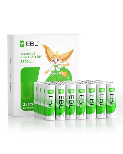 EBL AA Batteries 2800mAh High Capacity Precharged Ni-MH AA Rechargeable Batteries - Pack of 28