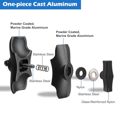 WINDFRD Aluminum Short (3.35\") Double Socket Arm for 1.5 Inches/C Size / 38mm Ball Accessories, Powerful Clamp, Compatible with RAM Mount, iBolt and More