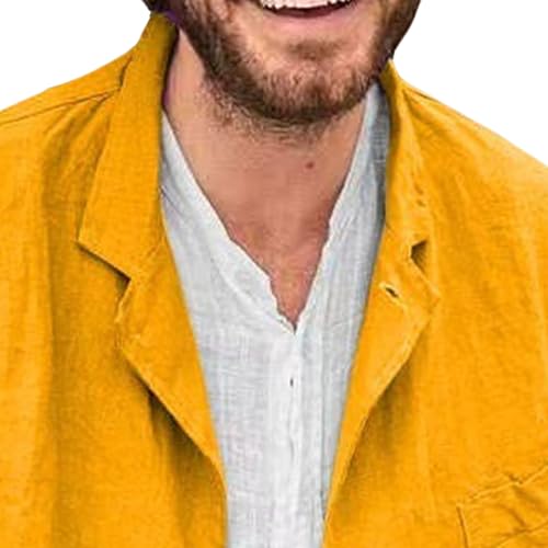 Men's Casual Cotton Linen Blazer Loose Fit Solid Color Spring Autumn Suit Jacket Lightweight Stylish Sport Coat2